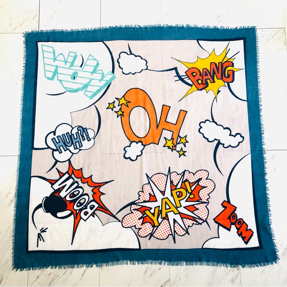 Large Colorful Scarf Retro Super Hero Noise Effect BOOM WOW ZOOM BANG OH HUH YAP